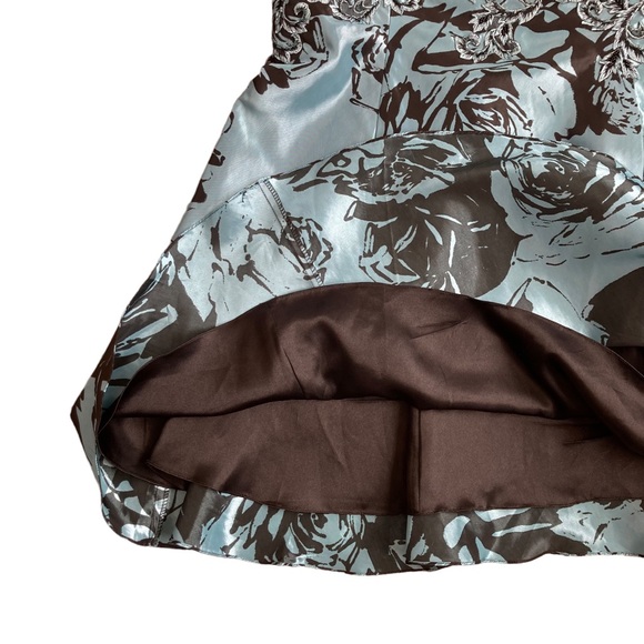 Alyce Designs Women’s aqua and black floral strapless fit and flare dress Sz 22 - Picture 7 of 15